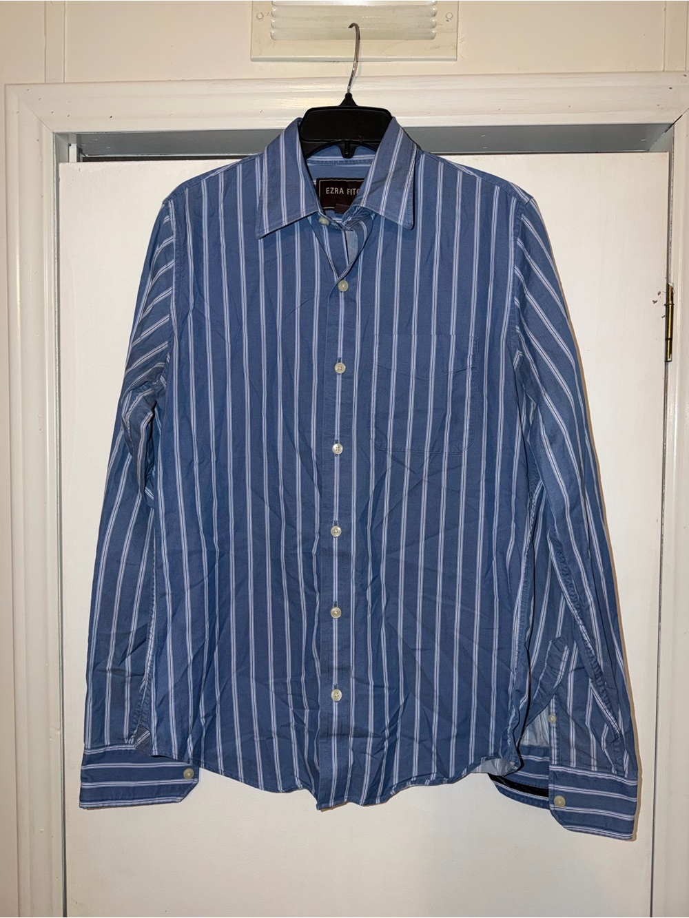 Vintage Ezra Fitch Abercrombie Men's Blue Multi-Stripe Dress Shirt
